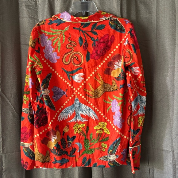 Anthropologie Rosa de Weerd Flannel Sleep Top Botanical Dreamy Medium Petite NWT - Picture 7 of 12